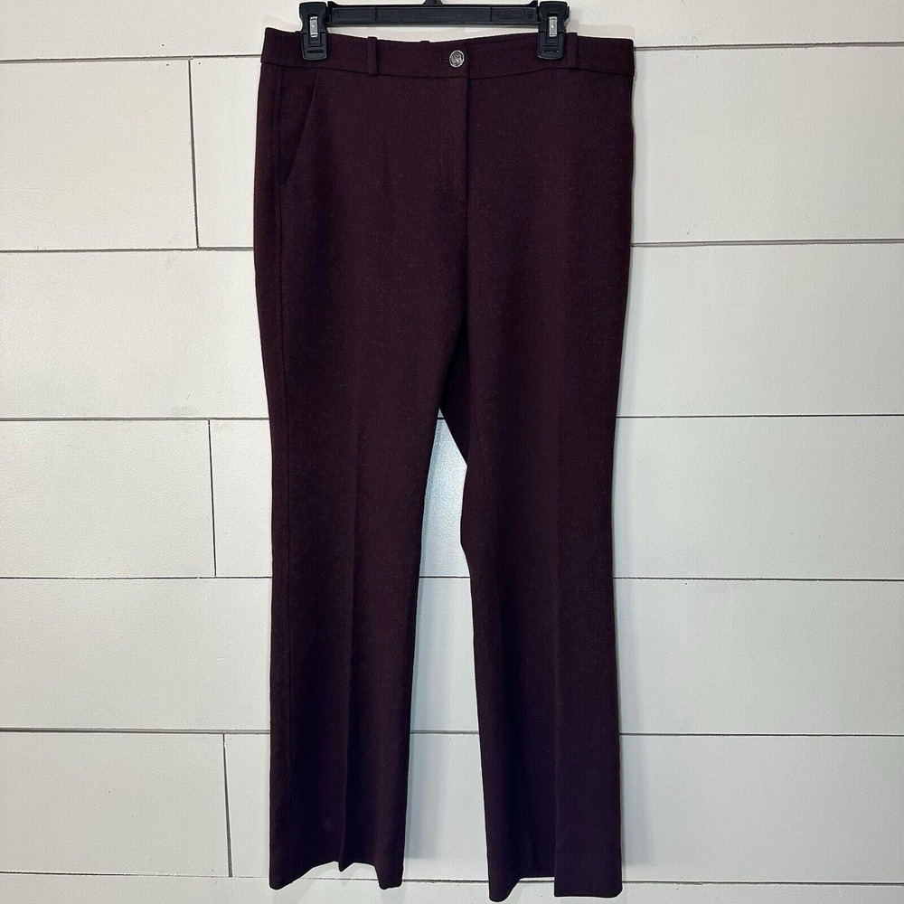 WHBM Womens The Boot Textured Dress Pants Wine Maroon Career Office 4 Short
